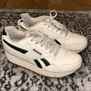 Reebok Classic White and Dark Green Sneakers
